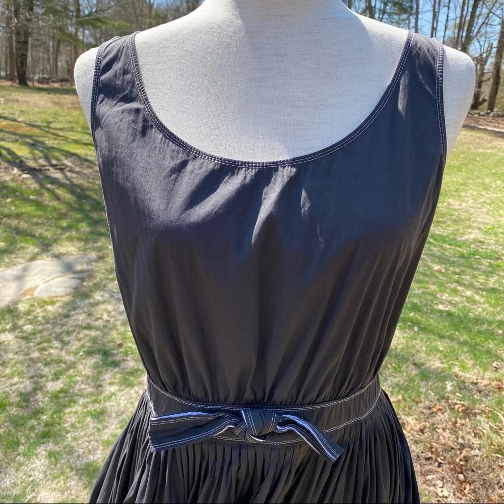 JIL SANDER DRESS SHIFT SLEEVELESS SCOOP NECK GRAY BOW Size 4 ITALY 36
